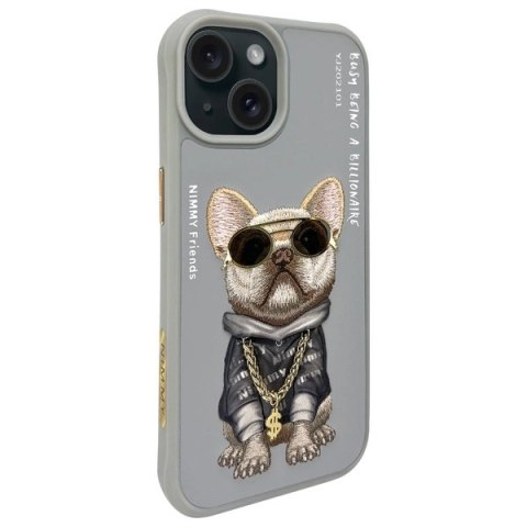 Etui Nimmy Glasses Cool Dog na iPhone 15 -szare