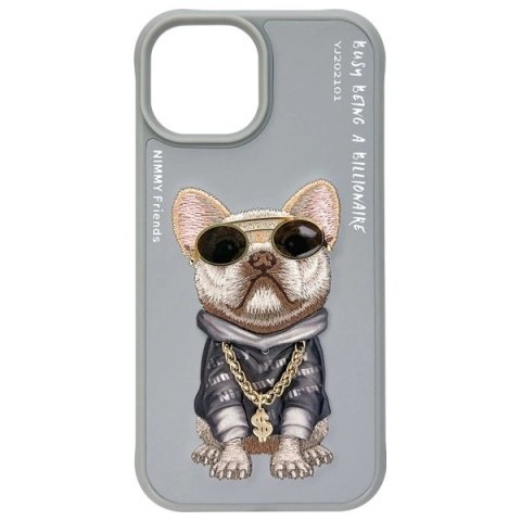 Etui Nimmy Glasses Cool Dog na iPhone 15 -szare