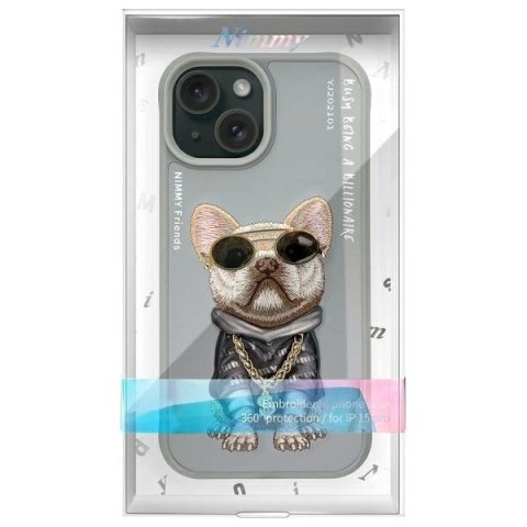 Etui Nimmy Glasses Cool Dog na iPhone 15 -szare