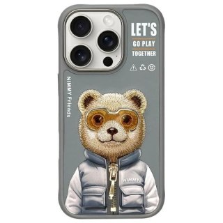 Etui Nimmy Cool&Cute 2.0 Bear na iPhone 16 Pro Max - szare