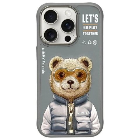 Etui Nimmy Cool&Cute 2.0 Bear na iPhone 16 Pro Max - szare