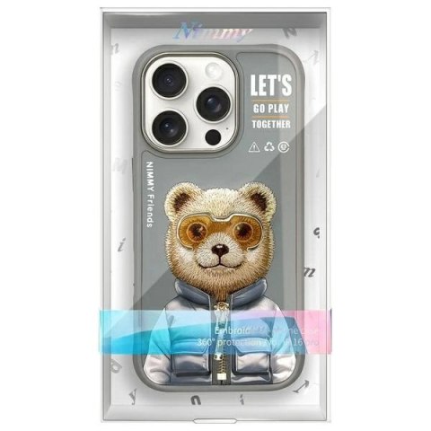 Etui Nimmy Cool&Cute 2.0 Bear na iPhone 16 Pro - szare