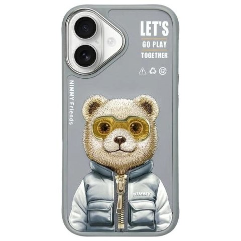 Etui Nimmy Cool&Cute 2.0 Bear na iPhone 16 - szare