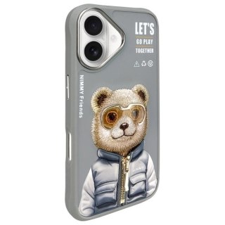 Etui Nimmy Cool&Cute 2.0 Bear na iPhone 16 - szare