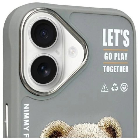 Etui Nimmy Cool&Cute 2.0 Bear na iPhone 16 - szare