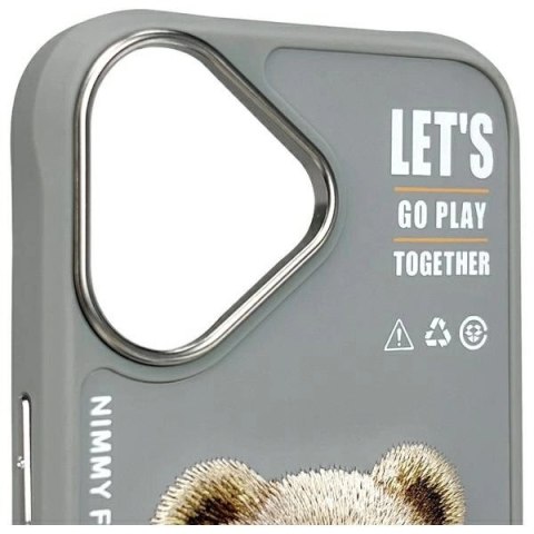 Etui Nimmy Cool&Cute 2.0 Bear na iPhone 16 - szare