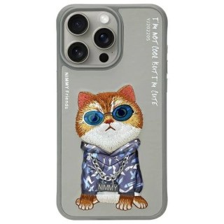 Etui Nimmy Glasses Cool Cat na iPhone 15 Pro Max - szare