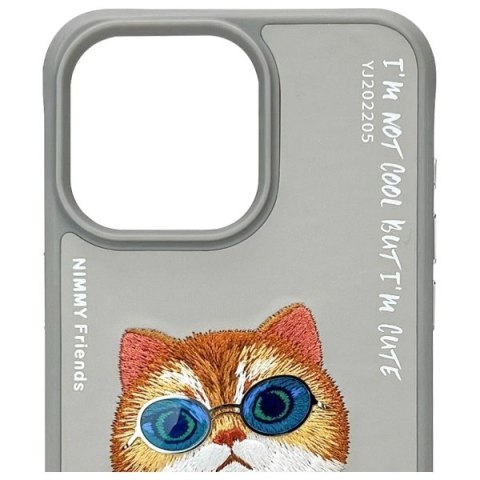 Etui Nimmy Glasses Cool Cat na iPhone 15 Pro Max - szare
