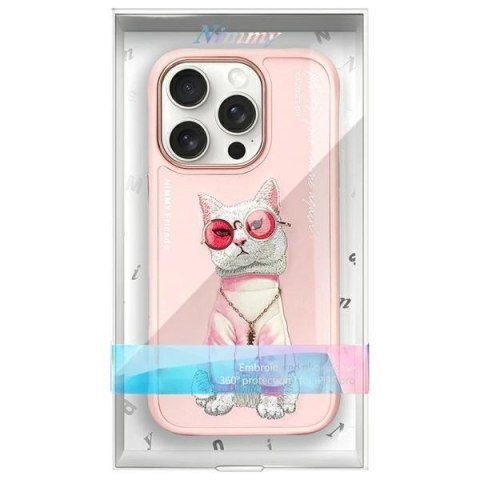 Etui Nimmy Glasses Cool Cat na iPhone 16 Pro Max - różowe