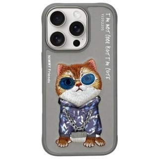 Etui Nimmy Glasses Cool Cat na iPhone 16 Pro Max - szare