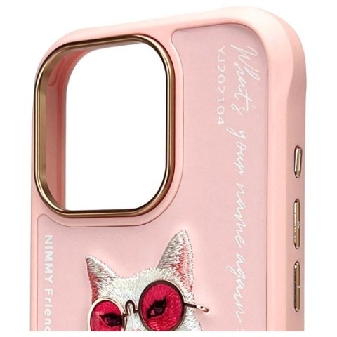Etui Nimmy Glasses Cool Cat na iPhone 16 Pro - różowe