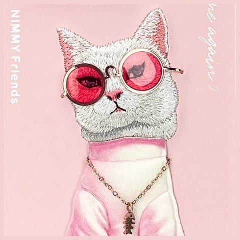 Etui Nimmy Glasses Cool Cat na iPhone 16 Pro - różowe
