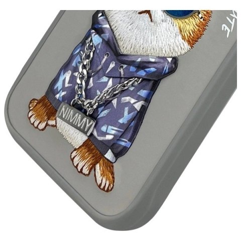 Etui Nimmy Glasses Cool Cat na iPhone 16 Pro - szare