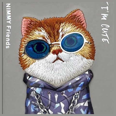 Etui Nimmy Glasses Cool Cat na iPhone 16 Pro - szare