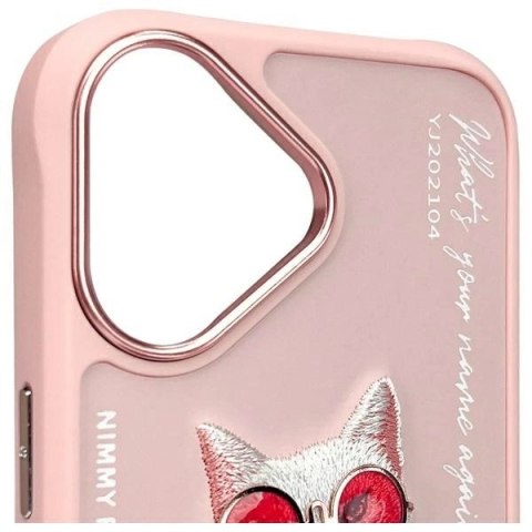 Etui Nimmy Glasses Cool Cat na iPhone 16 - różowe