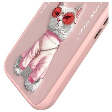 Etui Nimmy Glasses Cool Cat na iPhone 16 - różowe