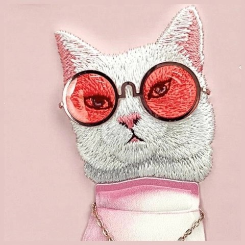 Etui Nimmy Glasses Cool Cat na iPhone 16 - różowe