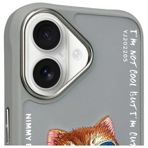 Etui Nimmy Glasses Cool Cat na iPhone 16 - szare