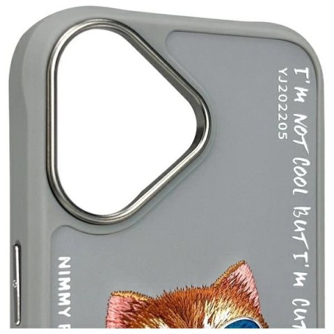 Etui Nimmy Glasses Cool Cat na iPhone 16 - szare