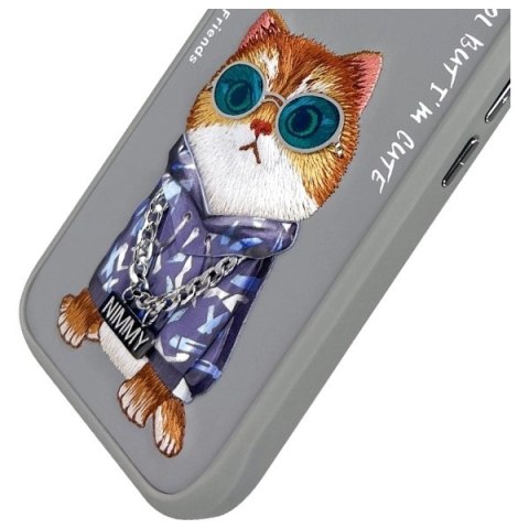 Etui Nimmy Glasses Cool Cat na iPhone 16 - szare