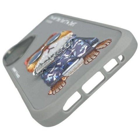 Etui Nimmy Glasses Cool Cat na iPhone 16 - szare