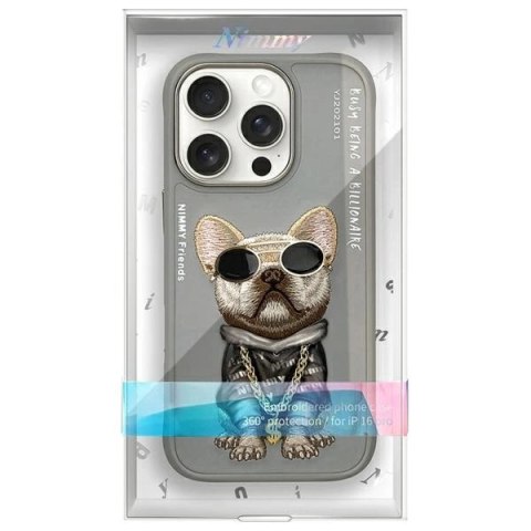 Etui Nimmy Glasses Cool Dog na iPhone 16 Pro Max - szare