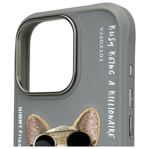 Etui Nimmy Glasses Cool Dog na iPhone 16 Pro - szare