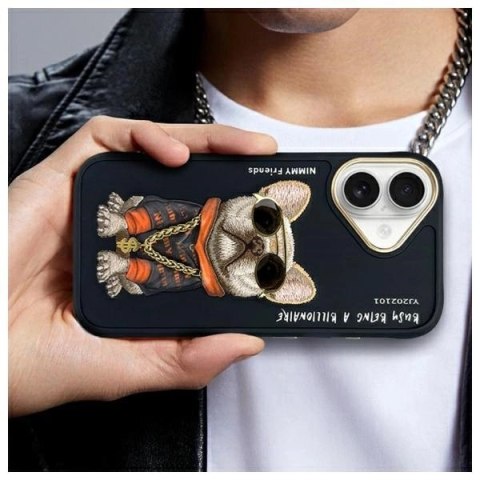 Etui Nimmy Glasses Cool Dog na iPhone 16 - czarne