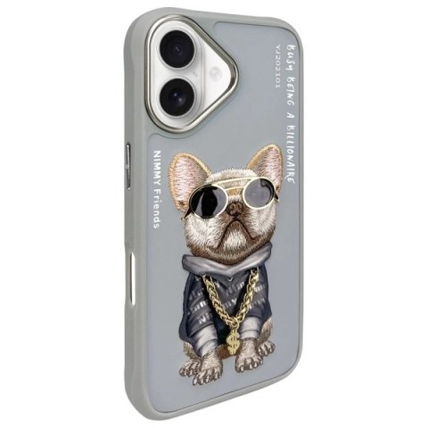 Etui Nimmy Glasses Cool Dog na iPhone 16 - szare