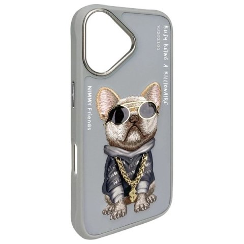 Etui Nimmy Glasses Cool Dog na iPhone 16 - szare