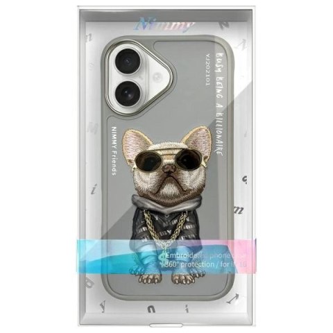 Etui Nimmy Glasses Cool Dog na iPhone 16 - szare