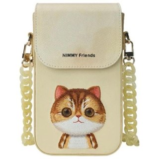 Zestaw Nimmy Big Eyed Pet 2.0 Cat 3w1 torebka na telefon + portfel + etui na lokalizator - beżowy