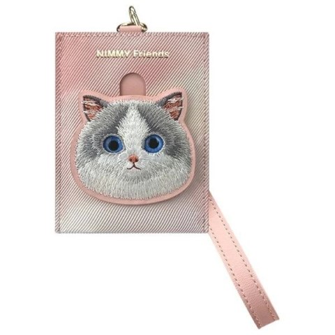 Zestaw Nimmy Big Eyed Pet 2.0 Cat 3w1 torebka na telefon + portfel + etui na lokalizator - różowy