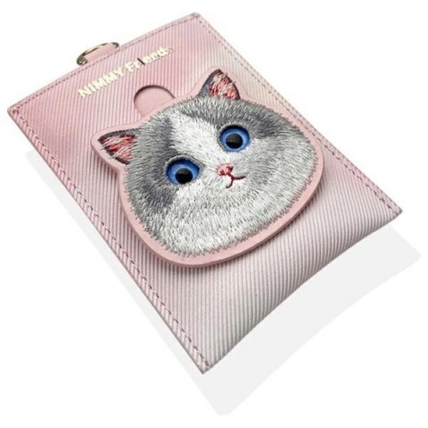 Zestaw Nimmy Big Eyed Pet 2.0 Cat 3w1 torebka na telefon + portfel + etui na lokalizator - różowy