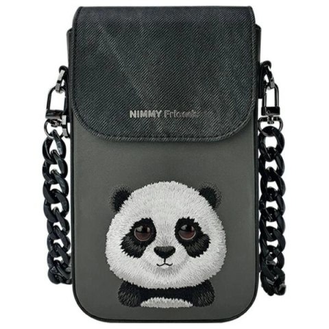 Zestaw Nimmy Big Eyed Pet 2.0 Panda 3w1 torebka na telefon + portfel + etui na lokalizator - czarny