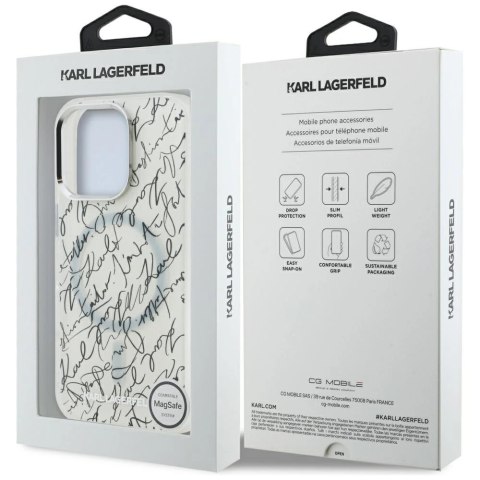 Etui Karl Lagerfeld IML Karl Script Pattern MagSafe na iPhone 16 Pro Max - białe