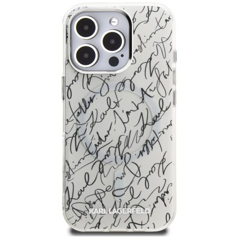 Etui Karl Lagerfeld IML Karl Script Pattern MagSafe na iPhone 16 Pro - białe