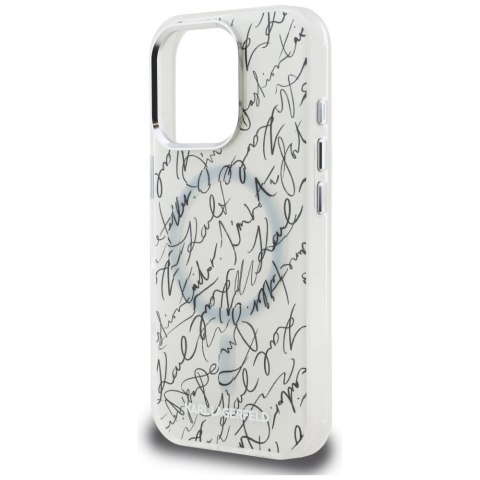 Etui Karl Lagerfeld IML Karl Script Pattern MagSafe na iPhone 16 Pro - białe
