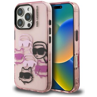 Etui Karl Lagerfeld IML Multi K&C Head Pattern na iPhone 16 Pro - różowe