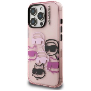 Etui Karl Lagerfeld IML Multi K&C Head Pattern na iPhone 16 Pro - różowe