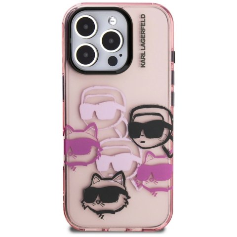 Etui Karl Lagerfeld IML Multi K&C Head Pattern na iPhone 16 Pro - różowe