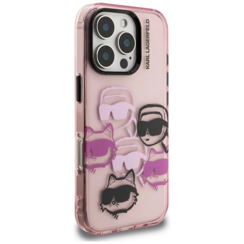 Etui Karl Lagerfeld IML Multi K&C Head Pattern na iPhone 16 Pro - różowe