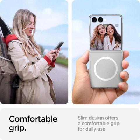 Etui Spigen AirSkin Mag MagSafe na Samsung Galaxy Z Flip 7 - przeroczysto-białe