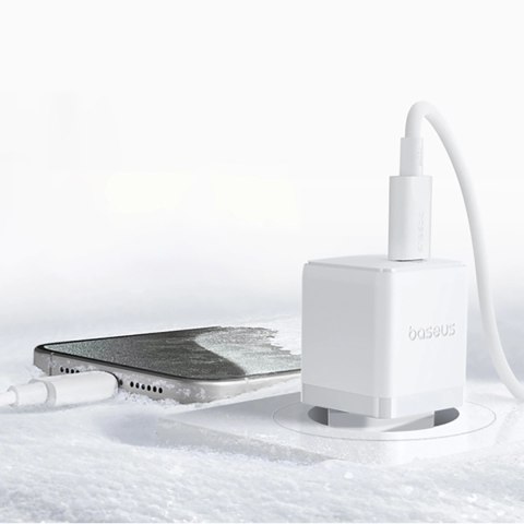 Ładowarka sieciowa Baseus Palm 1C 20W (z kablem Baseus Mini White USB-C 60W (20V/3A) 1m) - biała
