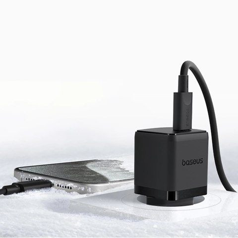 Ładowarka sieciowa Baseus Palm 1C 20W (z kablem Baseus Mini White USB-C 60W (20V/3A) 1m) - czarna