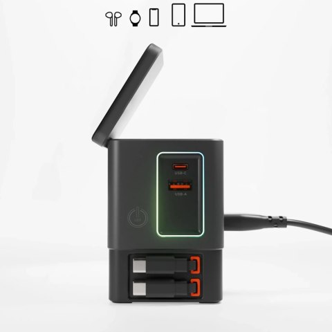 Stacja ładująca SBS Power Dock 6w1 z MagSafe, podstawką i kablami USB-C 65W - czarna