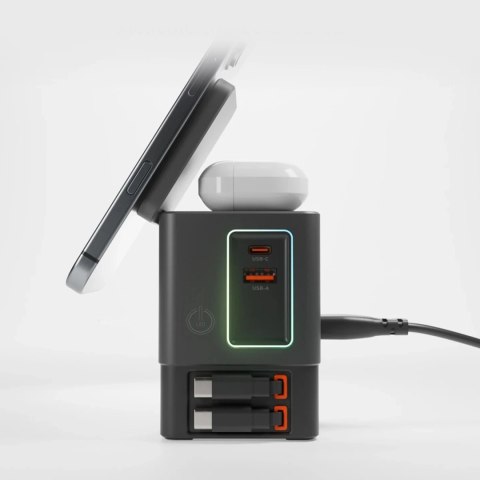 Stacja ładująca SBS Power Dock 6w1 z MagSafe, podstawką i kablami USB-C 65W - czarna