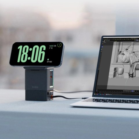 Stacja ładująca SBS Power Dock 6w1 z MagSafe, podstawką i kablami USB-C 65W - czarna