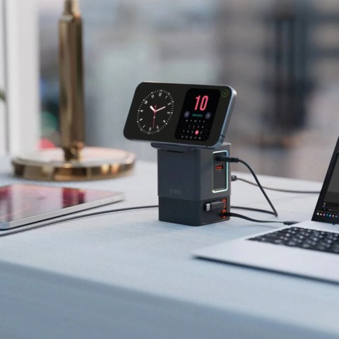 Stacja ładująca SBS Power Dock 6w1 z MagSafe, podstawką i kablami USB-C 65W - czarna
