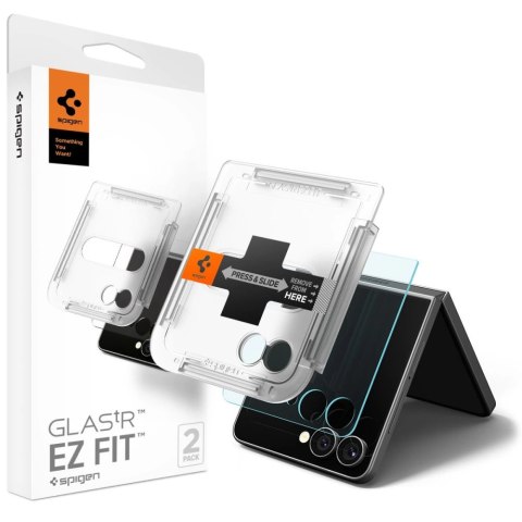 Szkło hartowane Spigen Glas.TR EZ Fit HD 2-pack na Samsung Galaxy Z Flip 7 - przezroczyste
